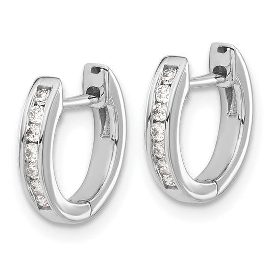 High-Quality 10K White Gold Hinged Hoop Earrings with Diamond Accents - Stylish Value!
