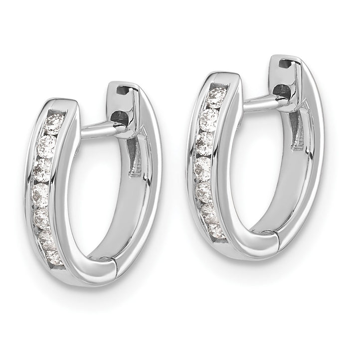 High-Quality 10K White Gold Hinged Hoop Earrings with Diamond Accents - Stylish Value!-2