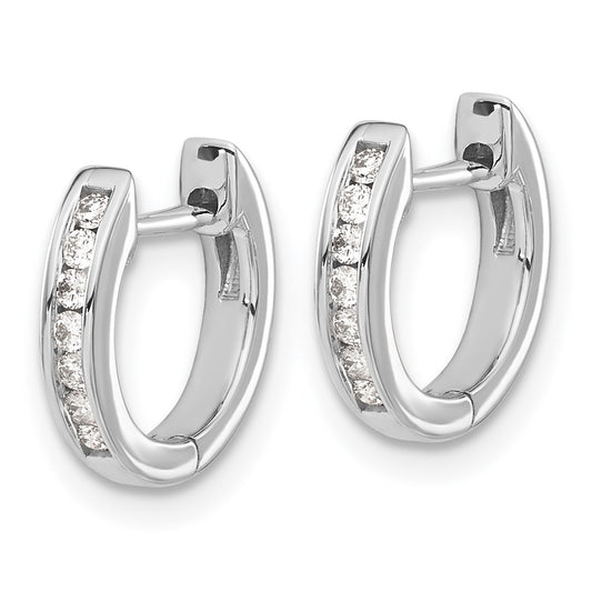 Buy Stylish 14K White Gold Polished Diamond Hinged Hoop Earrings