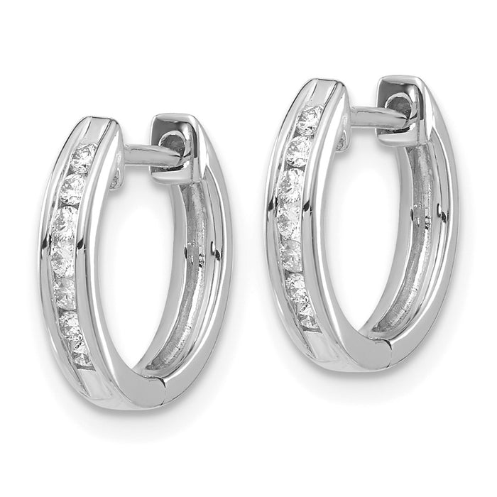 Buy Designer 10K White Gold Diamond-Accented Hinged Hoop Earrings-2