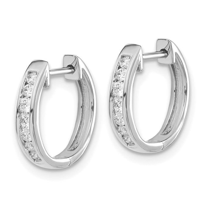Buy Stylish 10K White Gold Diamond-Studded Hinged Hoop Earrings - Affordable Luxury!-2