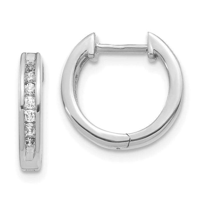 Buy Stylish 10K White Gold Diamond-Studded Hinged Hoop Earrings - Affordable Luxury!-1