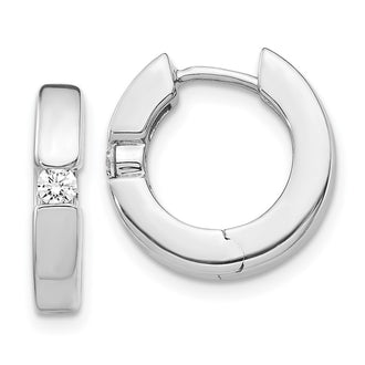 Buy Stylish 14K White Gold AA Diamond Hinge Hoop Earrings - Luxury Look!