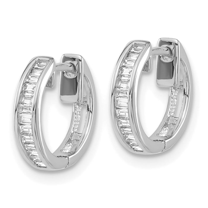 Buy Stylish 10K White Gold Baguette Diamond Hinged Hoop Earrings - Luxury Value!-2