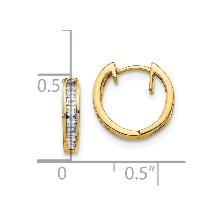 Exclusive 10K Gold Baguette Diamond Hinged Hoop Earrings - Stylish & Affordable-4
