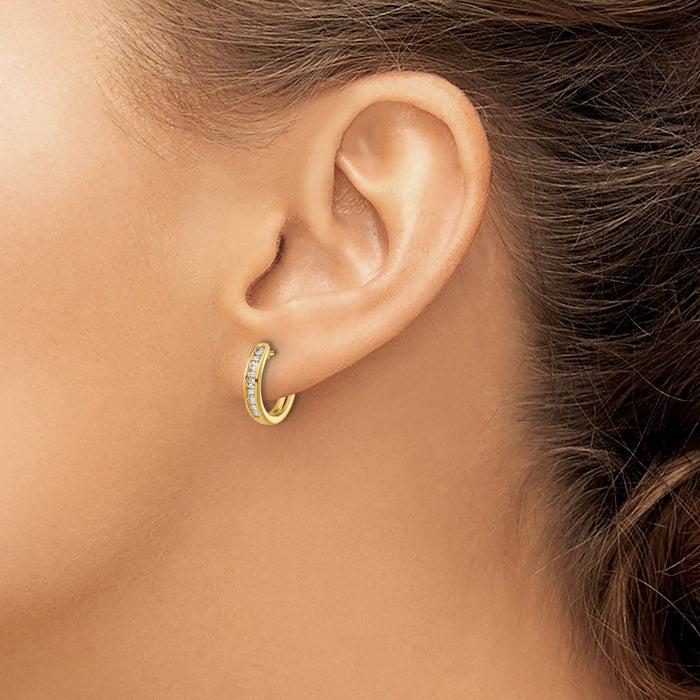 Shop Stylish 14K Gold Round & Baguette Diamond Hoop Earrings - Exclusive Value!-3