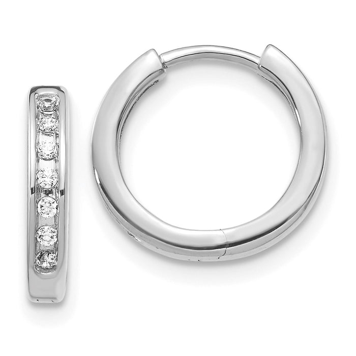Buy Stylish 10K White Gold Diamond-Accented Hoop Earrings - Affordable Luxury-1