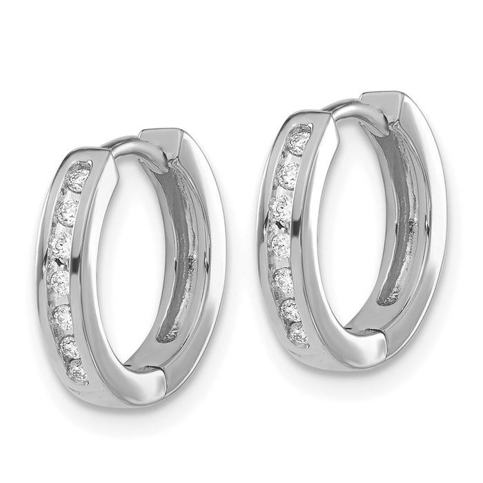 Exclusive 14K White Gold Diamond-Accented Hinged Hoop Earrings - Stylish Value-2