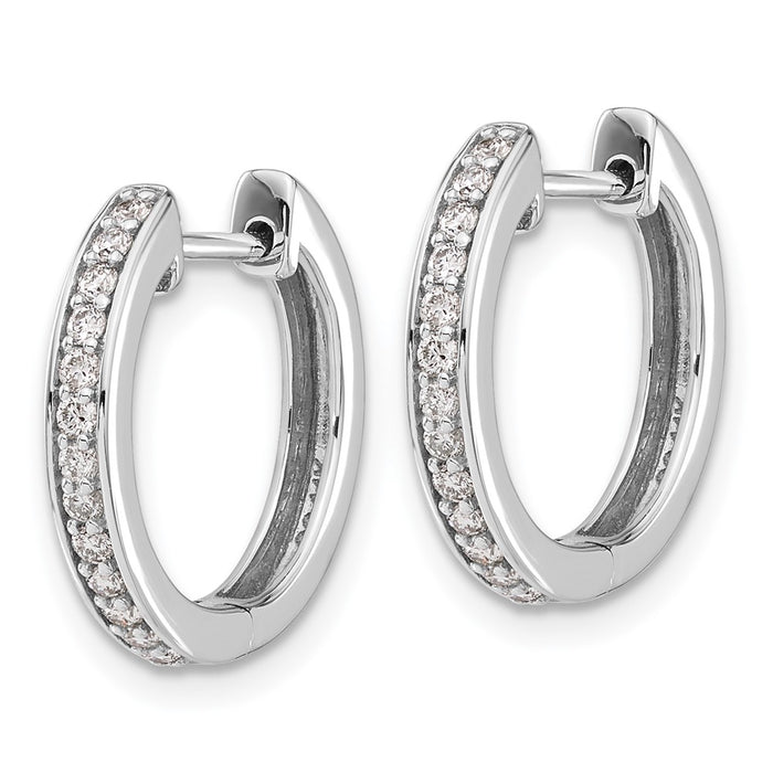 Exclusive 14K White Gold Diamond-Studded Hinged Hoop Earrings | Stylish Value-2