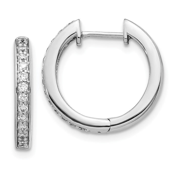Exclusive 14K White Gold Diamond-Studded Hinged Hoop Earrings | Stylish Value-1