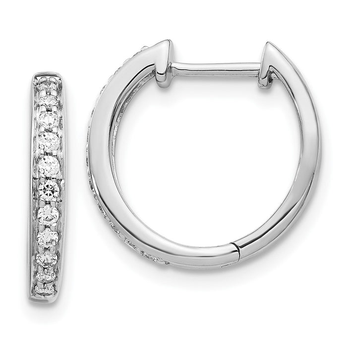 Shop 10K White Gold Diamond-Studded Hinged Hoop Earrings - Stylish Luxury Value-1