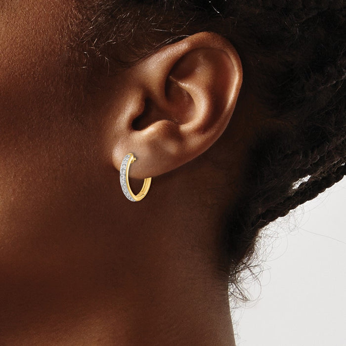 High-Quality 10K Diamond-Studded Hinged Hoop Earrings | Stylish Value Buy-3