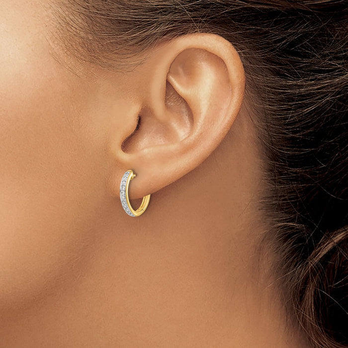 Buy Stylish 14K Gold Diamond-Accented Hinged Hoop Earrings - Affordable Luxury!-3