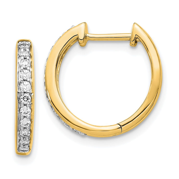 Buy Stylish 14K Gold Diamond-Accented Hinged Hoop Earrings - Affordable Luxury!-1