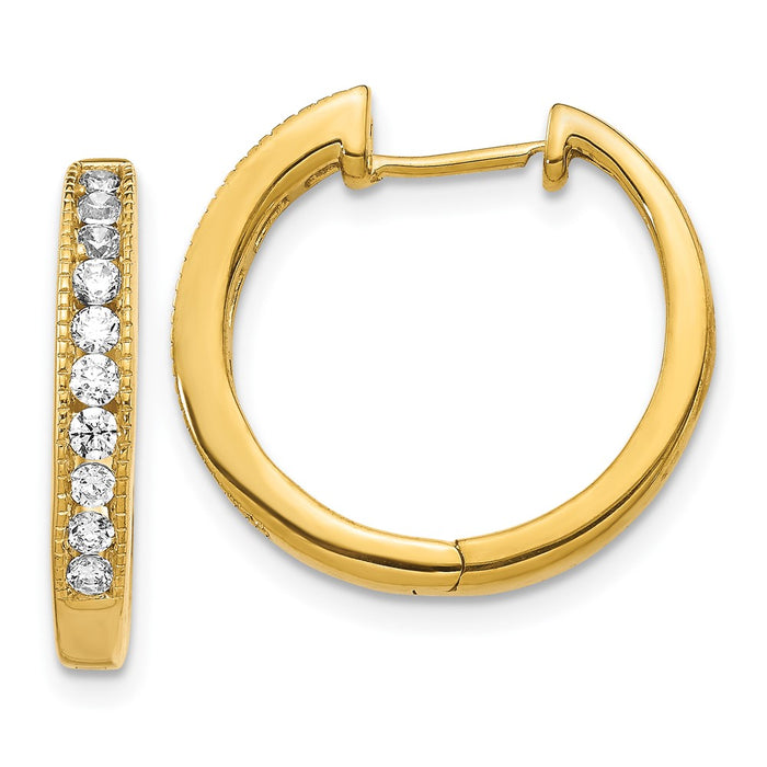 Shop Stylish 10K Gold Diamond-Accented Hinged Hoop Earrings | Affordable Luxury-1