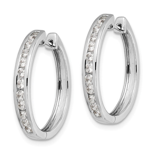 High-Quality 14K White Gold Diamond-Accented Hinged Hoop Earrings - Stylish Value