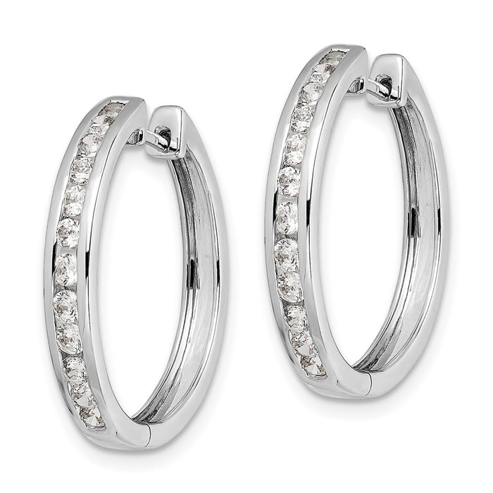 High-Quality 14K White Gold Diamond-Accented Hinged Hoop Earrings - Stylish Value-2