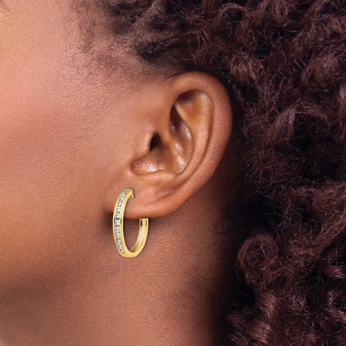 Shop Stylish 14K Gold Diamond-Accented Hinged Hoop Earrings - Affordable Luxury-3