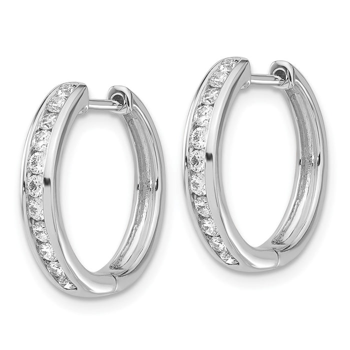 Shop Stylish 10K White Gold Diamond-Accented Hinged Hoop Earrings, 1.5"-2