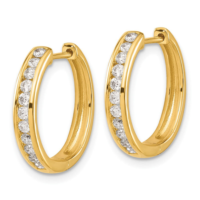 High-Quality 10K Gold Diamond-Accented Hoop Earrings - Stylish & Affordable!-2