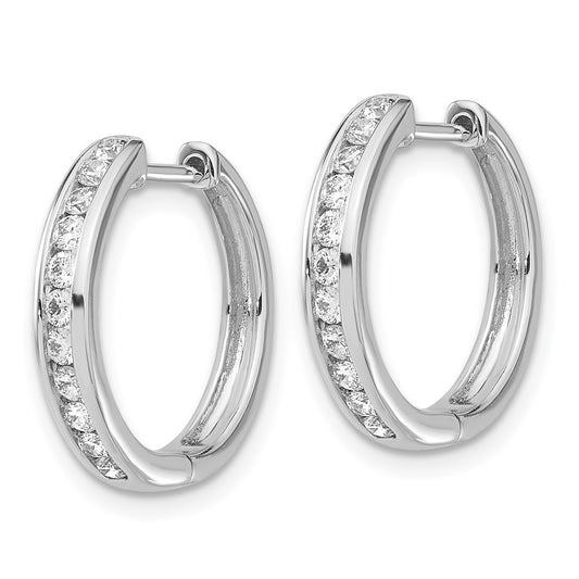 Order Stylish 14K White Gold Diamond-Accented Hinged Hoop Earrings - Value!