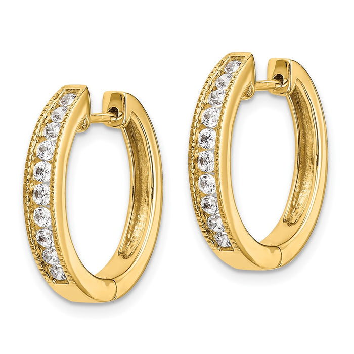 Shop Stylish 14K Gold Diamond-Accented Hinged Hoop Earrings - Elegant Design-2