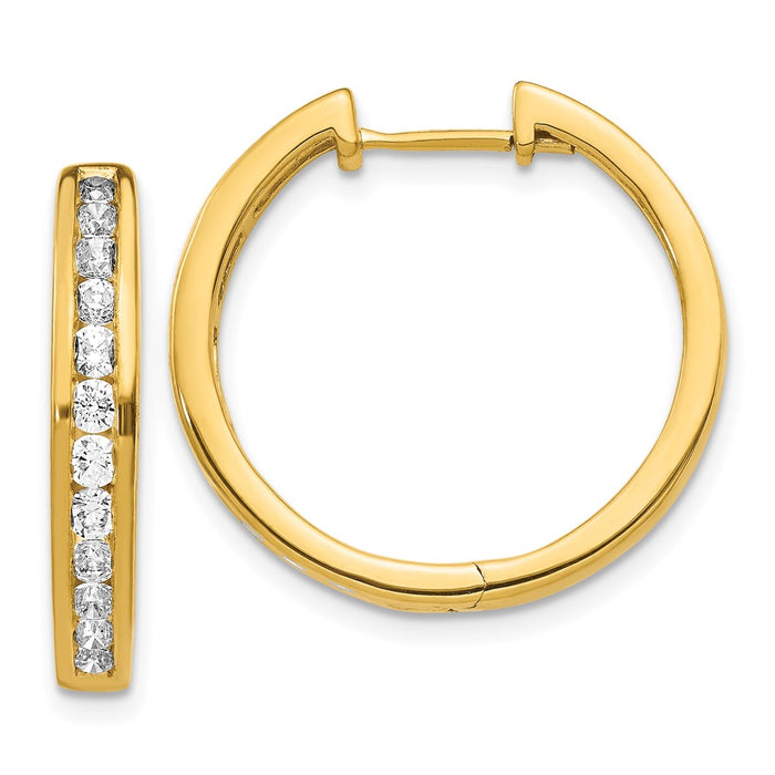 Shop Stylish 14K Gold Diamond-Accented Hinged Hoop Earrings - Elegant Design-1