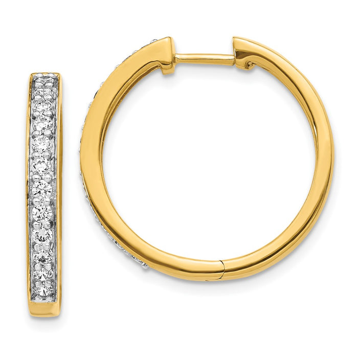 Exclusive 14K Gold Diamond-Accented Hinged Hoop Earrings - Stylish Value-1
