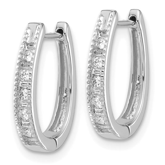 Buy Stylish 14K White Gold Oval Hinged Hoop Earrings with Diamonds - Luxury Value!