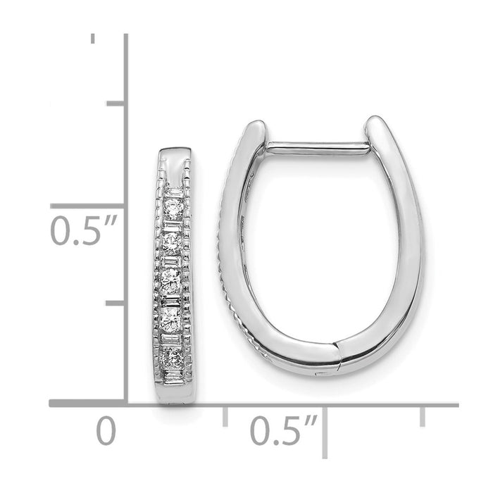 Buy Stylish 14K White Gold Oval Hinged Hoop Earrings with Diamonds - Luxury Value!-4