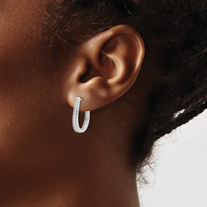 Buy Exclusive 10K White Gold Diamond Oval Hoop Earrings - Stylish & Affordable-3