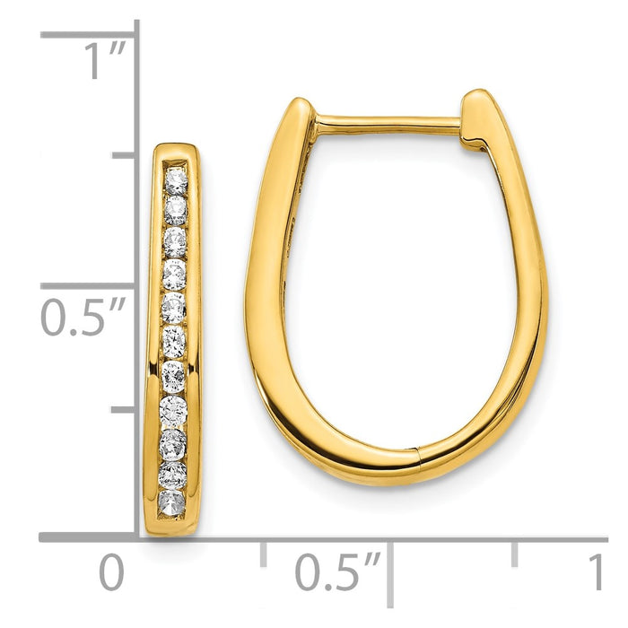 Exclusive 10K Gold Diamond Oval Hinged Hoop Earrings - Stylish & Affordable!-4