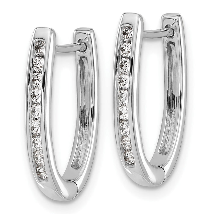 Buy Exclusive 10K White Gold Oval Hoop Earrings with Diamonds - Stylish Value!-2