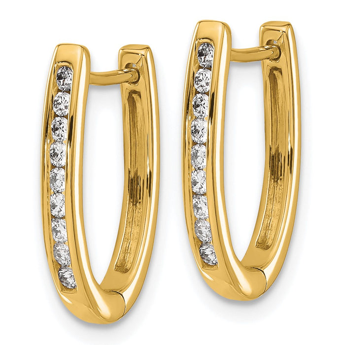 Shop Stylish 10K Gold Oval Hinged Hoop Earrings with Diamonds - Affordable Luxury-2