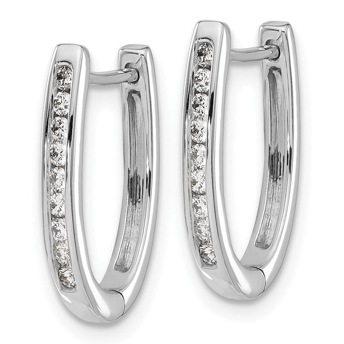Buy Stylish 14K White Gold Oval Diamond Hinged Hoop Earrings - Luxury Value!-2