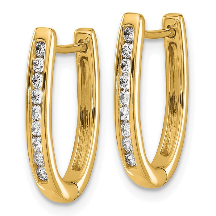 Buy Stylish 14K Gold Diamond Oval Hinged Hoop Earrings - Affordable Luxury Design-2