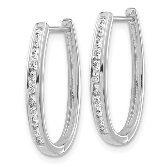 Shop Exclusive 14K White Gold Oval Hinged Hoop Earrings with Diamonds - Stylish Value