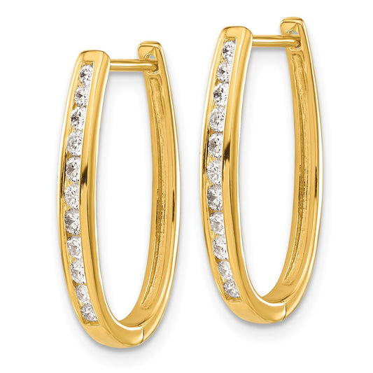 Exclusive 14K Gold Oval Hinged Hoop Earrings with Diamonds - Luxury Style!