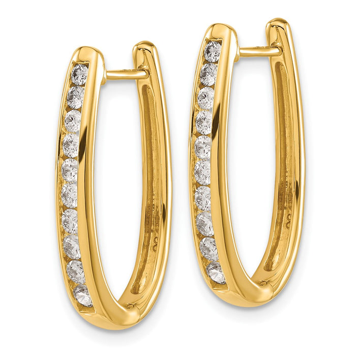 Buy Stylish 10K Gold Diamond Oval Hinged Hoop Earrings - Luxury Value Design-2