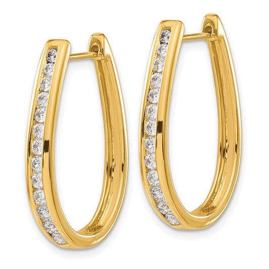 Exclusive 14K Gold Oval Hinged Hoop Earrings with Diamonds - Stylish Luxury!