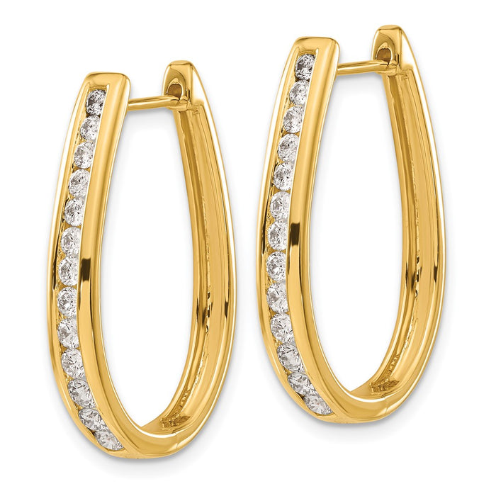 Exclusive 14K Gold Oval Hinged Hoop Earrings with Diamonds - Stylish Luxury!-2