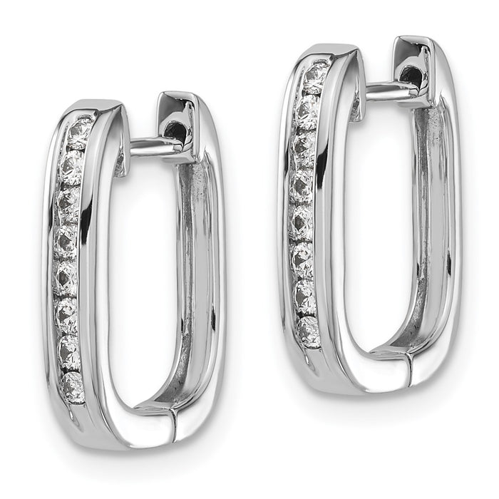 Buy Stylish 14K White Gold Diamond-Studded Hinged Hoop Earrings - Value!-2