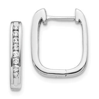 Buy Stylish 14K White Gold Diamond-Studded Hinged Hoop Earrings - Value!
