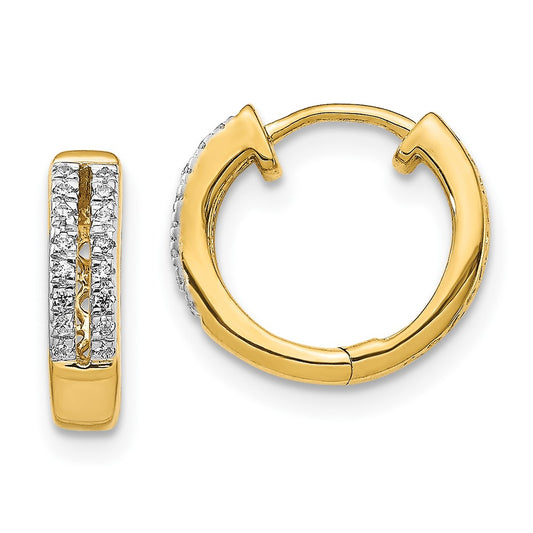 Exclusive 10K Gold Diamond-Accented Hinged Round Hoop Earrings - Stylish Value