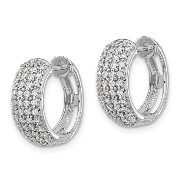 Shop Stylish 14K White Gold Diamond-Accented Hinged Hoop Earrings, 1.5"-2