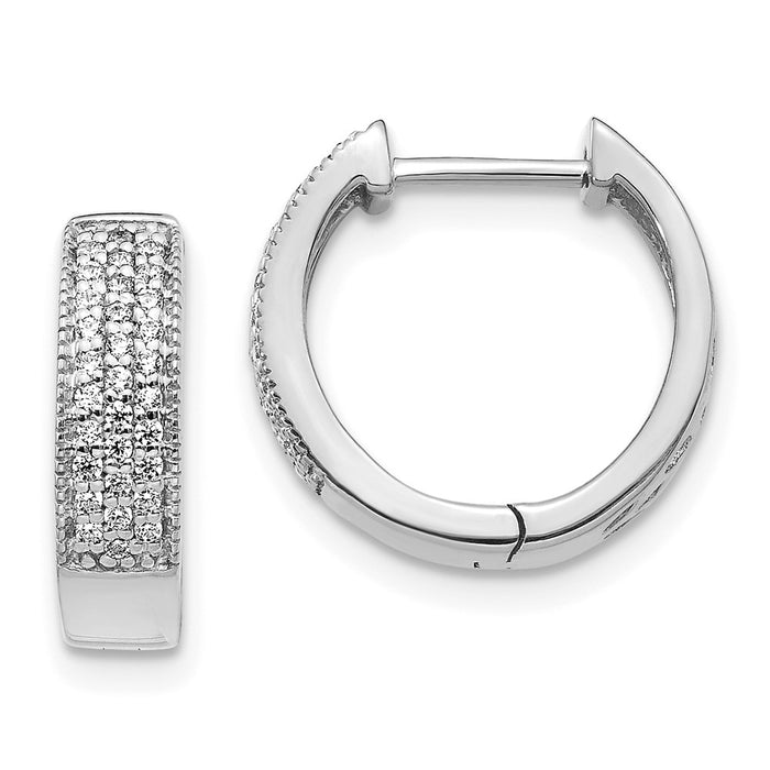 Shop Stylish 14K White Gold Diamond-Accented Hinged Hoop Earrings - 1.5"-1