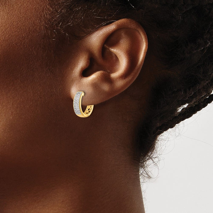 Buy Stylish 14K Gold Diamond-Accented Hinged Hoop Earrings | 1.5" Luxury Design-3