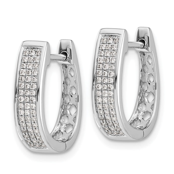 Buy Exclusive 14K White Gold Medium Oval Hoop Earrings with Diamonds - Stylish Value-2
