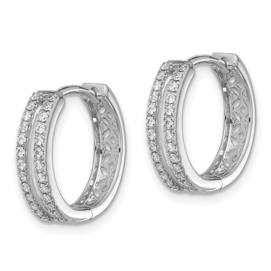 Shop 14K White Gold Diamond-Accented Hoop Earrings - Stylish & Affordable!