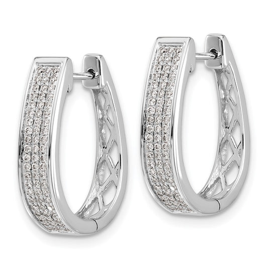 Buy Exclusive 14K White Gold Large Hinged Oval Hoop Earrings with Diamonds